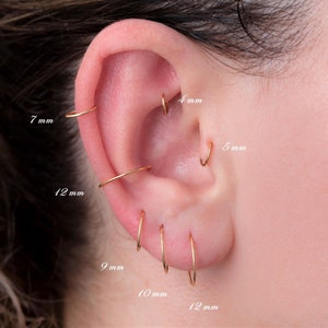 20g 22g 23g minimalistische hypoallergene Ohrringe, Gold Conch Ohrring, Knorpel kleine Creolen, Helix, Turm, Nase, Schläfer