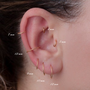 20g 22g 23g Minimalist Hypoallergenic Hoop Style Earrings, Gold Conch Hoop Earring, Cartilage Small Hoop Earrings, Helix, Rook, Nose,Sleeper