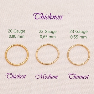 In Different Gauges (20-22-23) Minimalist Hoop Style Earrings, Huggie Hoop Earrings, Cute Cartilage Earrings,  Diameter Options 4mm to 12mm