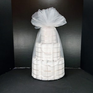 Diaper Cake 3 Tier, Undecorated, Rolled, w/ Tulle, 48 Disposable Diapers, YOU Decorate!