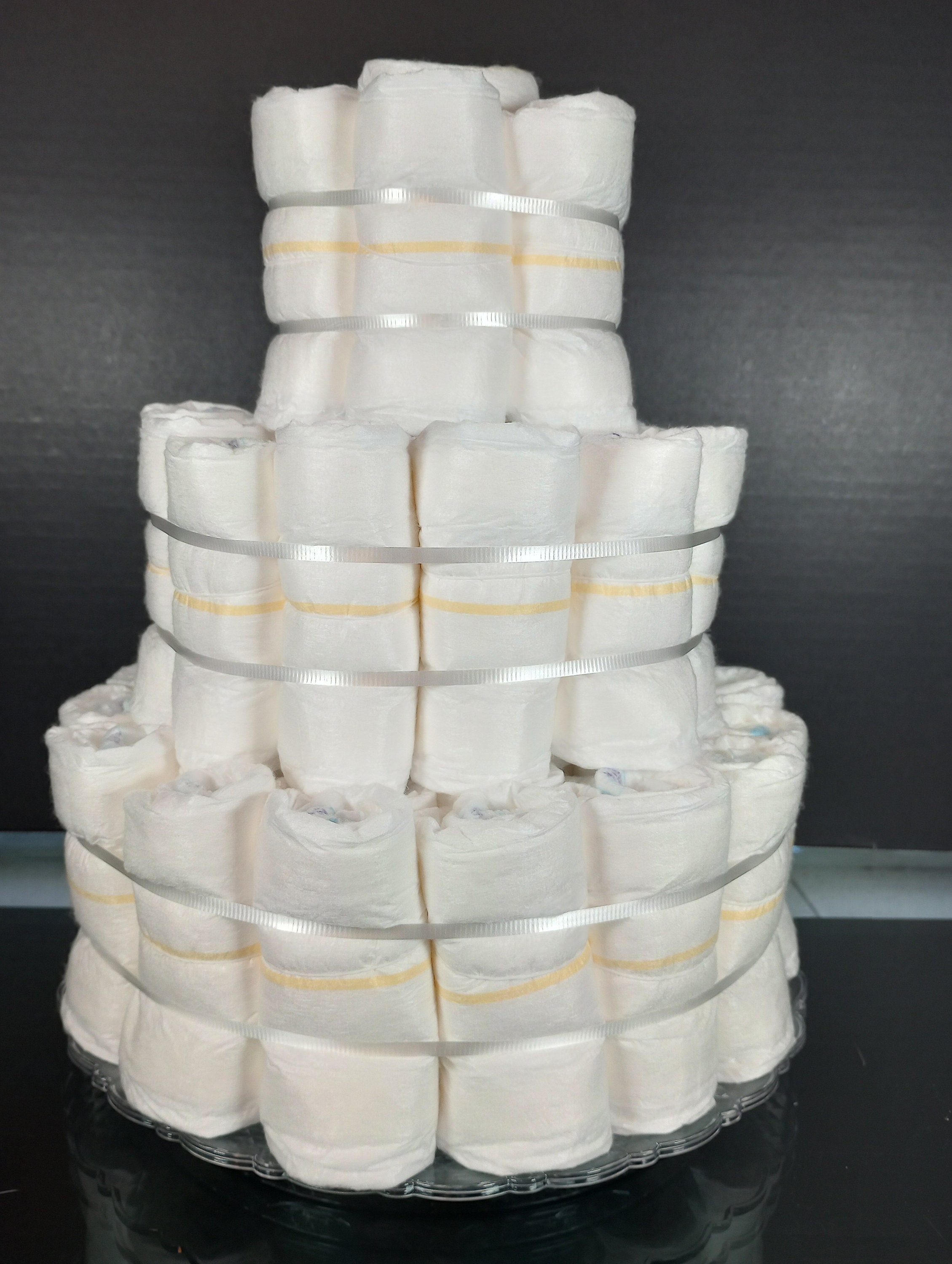 Unbranded 3-Tier Diaper Cake – Undecorated, Ready For DIY Baby Shower Centerpiece Or Welcome Gift, Unisex