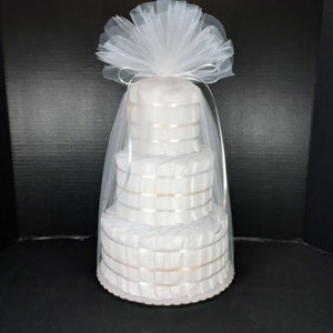 Diaper Cake 3 Tier Undecorated Fanned w/ Tulle 55 Size 1 Disposable Diapers YOU Decorate!