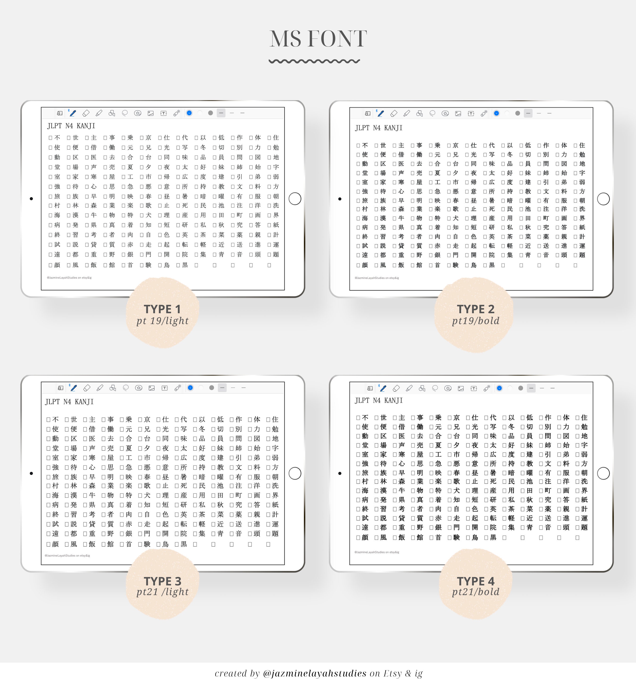 JLPT N4 Japanese Kanji Digital Printable Poster Bundle A4 3 - Etsy