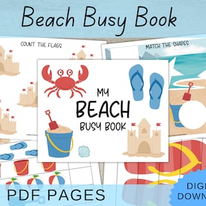 Beach Busy Book Printable | Summer Printable Fun Kid Learning Activities | Toddler Learning Binder | Educational Preschool Activity Pages