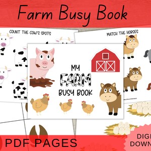 Farm Busy Book Printable | Toddler Learning Binder | Printable Fun Learning Activities For Kids | Educational Preschool Activity Pages