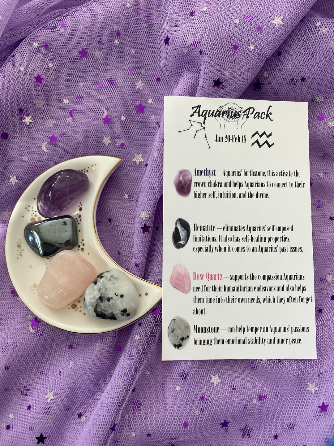 Crystal Aquarius Pack Gifts for Zodiacs Astrology Gift Astrology