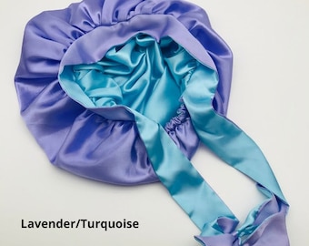 Silk Charmeuse Satin Bonnet with long tie | Bestseller | Protects hair from damage | Multiple colours Reversible Double Layer