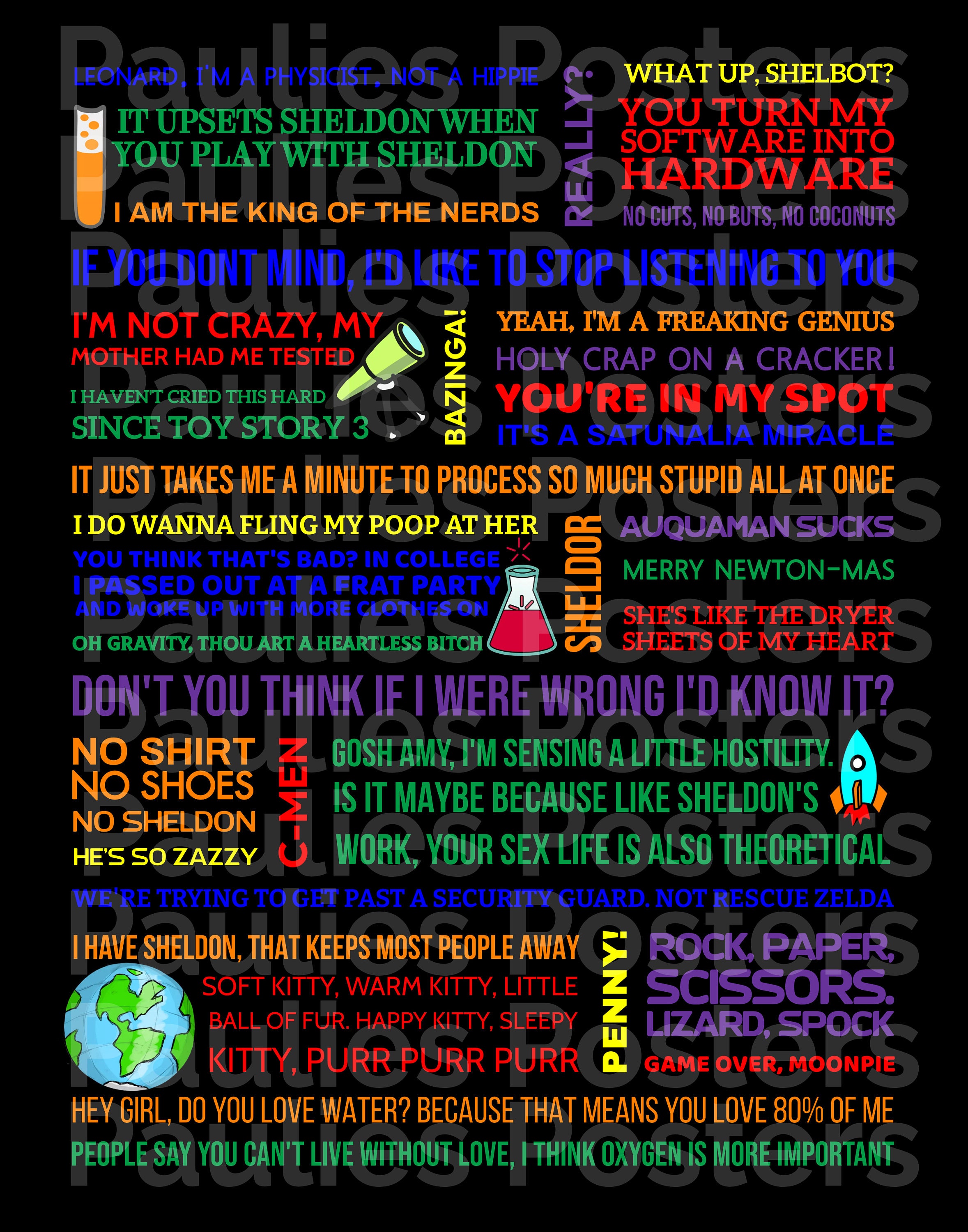 The Big Bang Theory Poster; Digital Print; Quotes; Wall Decor; TV SHOW