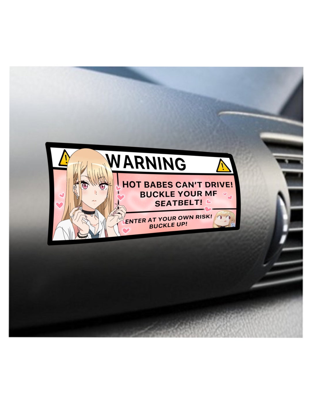 Marin Anime Pink Warning Sticker Visor Dashboard Hot Babes Etsy