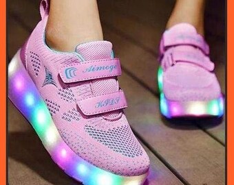 pink white and blue shoes