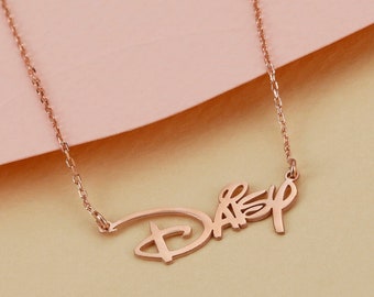 Personalized Disney Font Name Necklace, Disney Style Kid Name Necklace, Christmas Gift for Her, Custom Gold Jewelry, Disney Jewelry