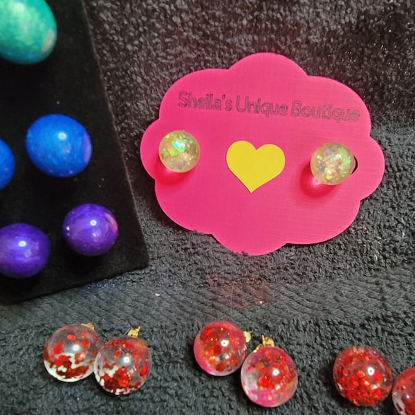 large ball earrings - large sphere earrings - Glitter ball earrings - round ball earrings - single pair earring - handmade jewelry - Sparkly