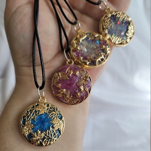 20 inch necklace with pendant - 2 sided pendant necklace - Resin filled necklace - Double pendant necklace - customizable - necklace for her