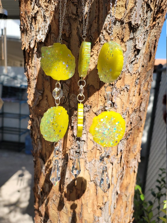 Yellow prism Suncatcher - car suncatcher - crystal prism suncatcher - rainbow maker - Suncatchers for Windows - hanging window decor - decor