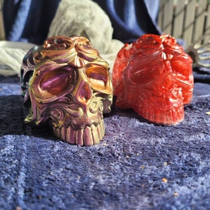 Resin Skull - Light up resin skull - Halloween light up skull - Skull brush holder -Multipurpose holder -Trinket Skull -Handmade Resin Skull