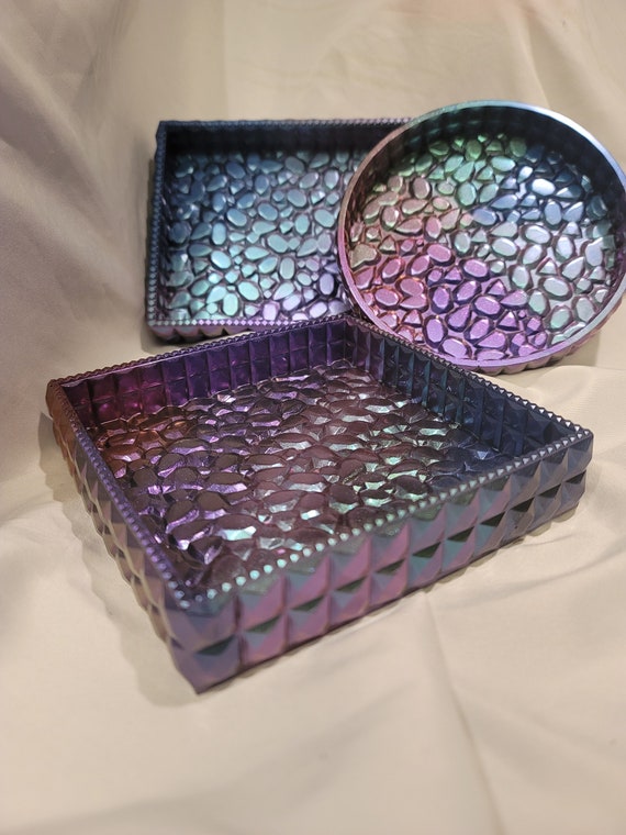 Handmade Resin Tray - Textured Trays - Cobblestone resin trays - Catch all dishes - Trinket trays - Vanity trays-office decor-home decor