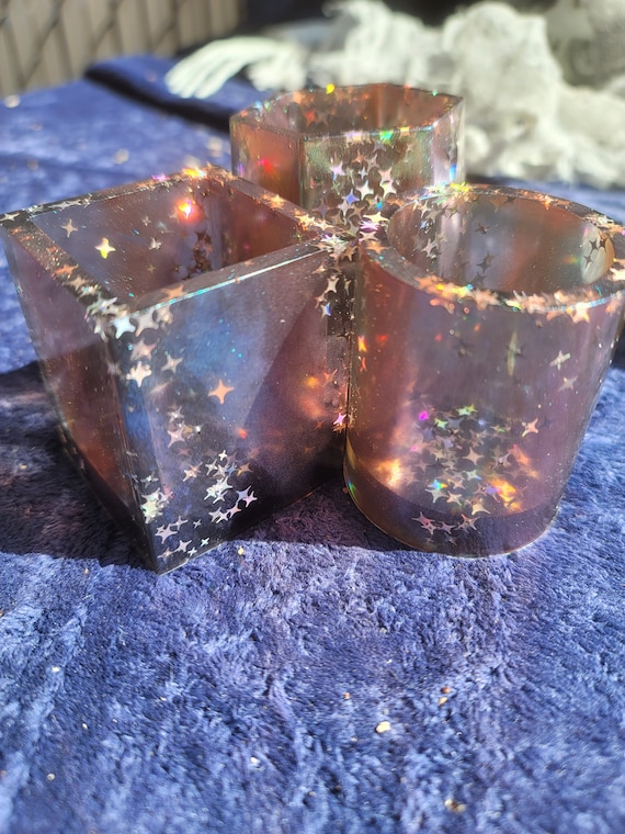 Resin vanity dishes - Altar dishes - catch all containers - Square holder - round holder - geometric holder - Makeup brush holders