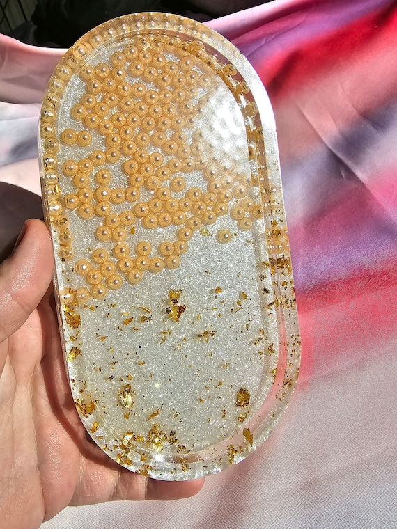 Resin Tray - Handmade Resin Tray - Resin coaster - holographic resin tray - Resin Vanity Tray - Catch all tray - Trinket Tray - Jewelry Tray