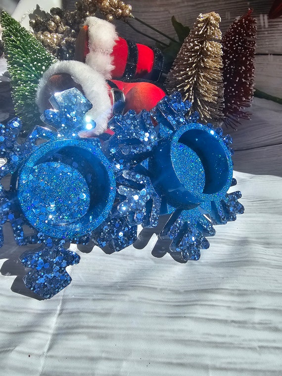 Handmade Snowflake tealight holder - Resin snowflake candle holder - Tealight holder -  Christmas tealight holder - Handmade snowflakes-gift