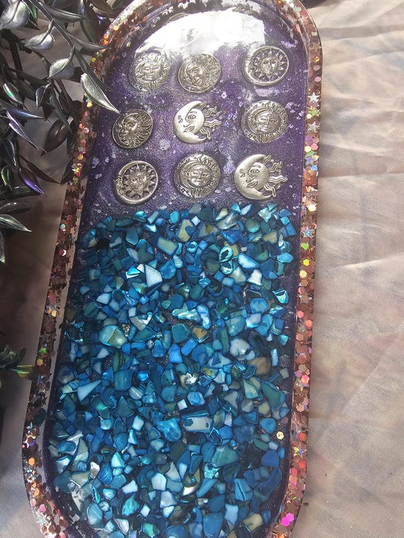 Large Trinket Tray - Handmade resin tray - Multifunctional tray - Vanity Tray - Tray decor - All purpose tray - Large oval trinket tray-gift