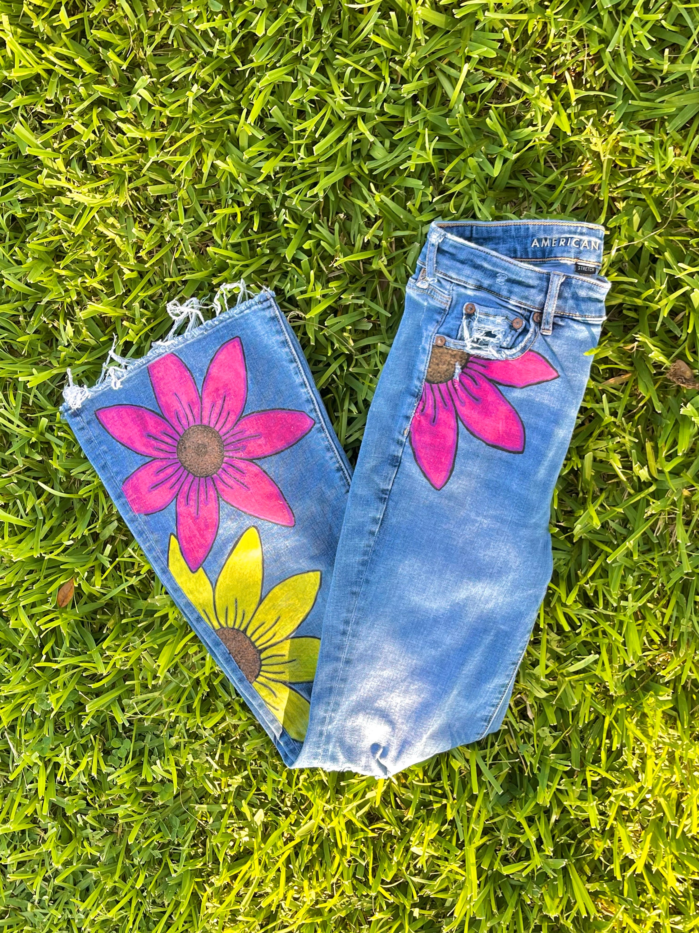 Flower painted jeans Italia