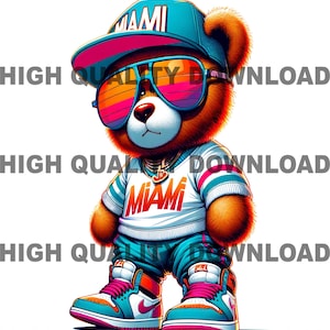 Graffiti Hip Hop Miś, Miami Bear PNG, Kreskówkowy Miś, pobieranie cyfrowe, Miami PNG, Miami Streetwear
