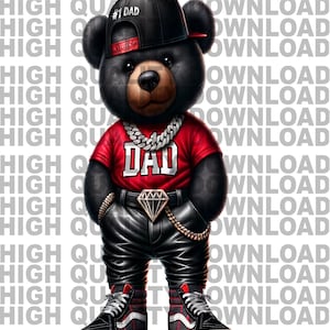 Vatertags-Graffiti-Hip-Hop-Teddybär, Cartoon-Teddybär, Sublimation, digitaler Download, perfekt für T-Shirts und mehr png