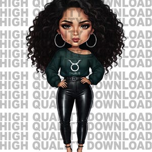 Zodiac Taurus Chibi Female png - Horoscope png - Sublimation - Instant Digital Download | PNG | Perfect to t-shirts, coffee cups & more