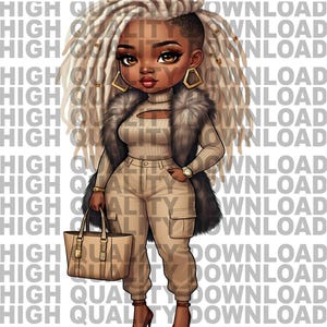 Female Boss, png, Female Cartoon,  Girl, Girl Boss, sublimation, digital download, png, 2 files Chibi fur