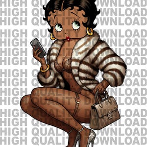 Betty boop Fur Bikini dwonload png, Black Betty, Betty png, Female, Girl Cartoon,  Business, sublimation, digital download, Boss Betty , png