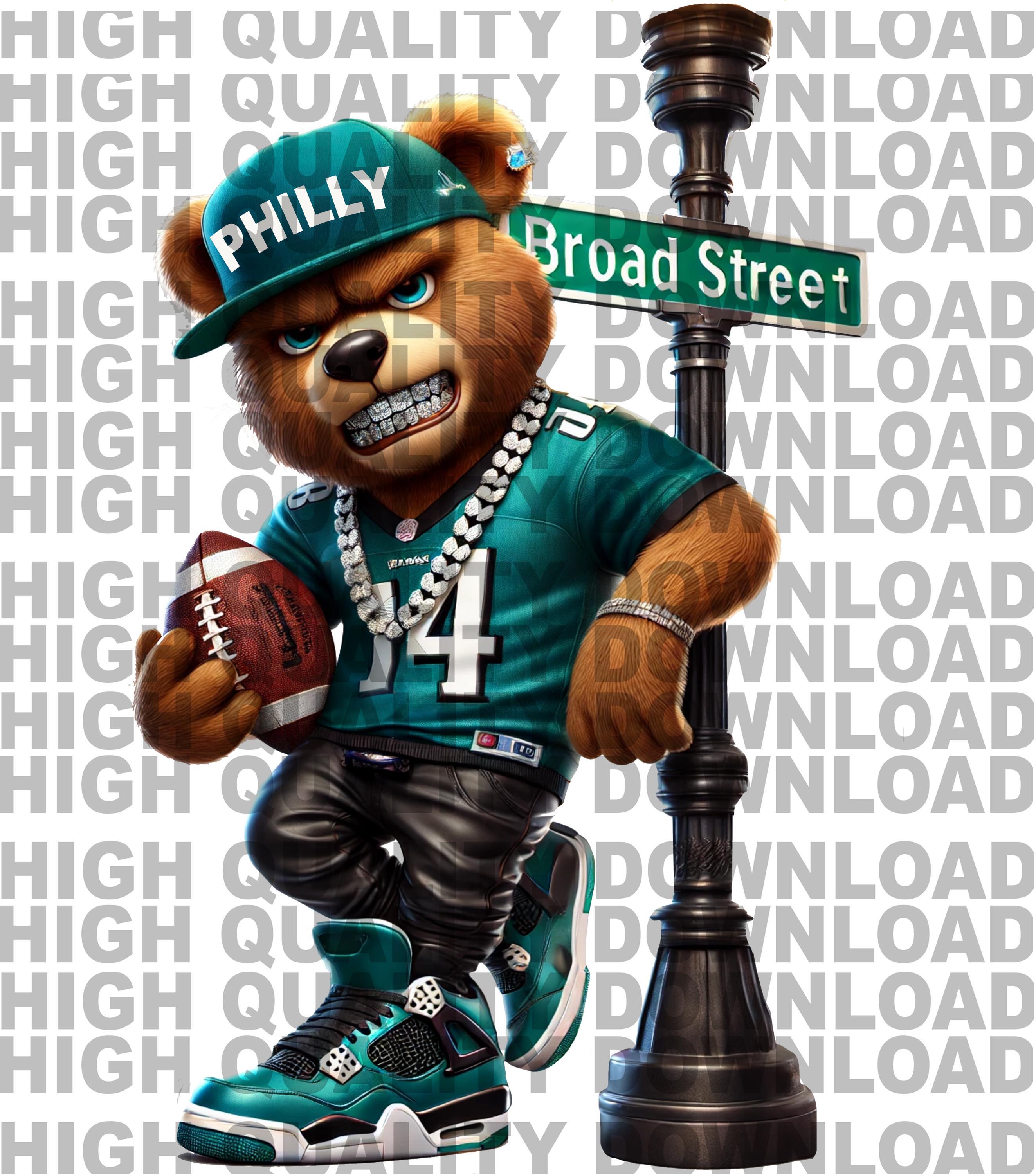 Philadelphia Teddy Bear png, PNG, Philadelphia Football Inspired png, digital download, PNG, Philly Broad St
