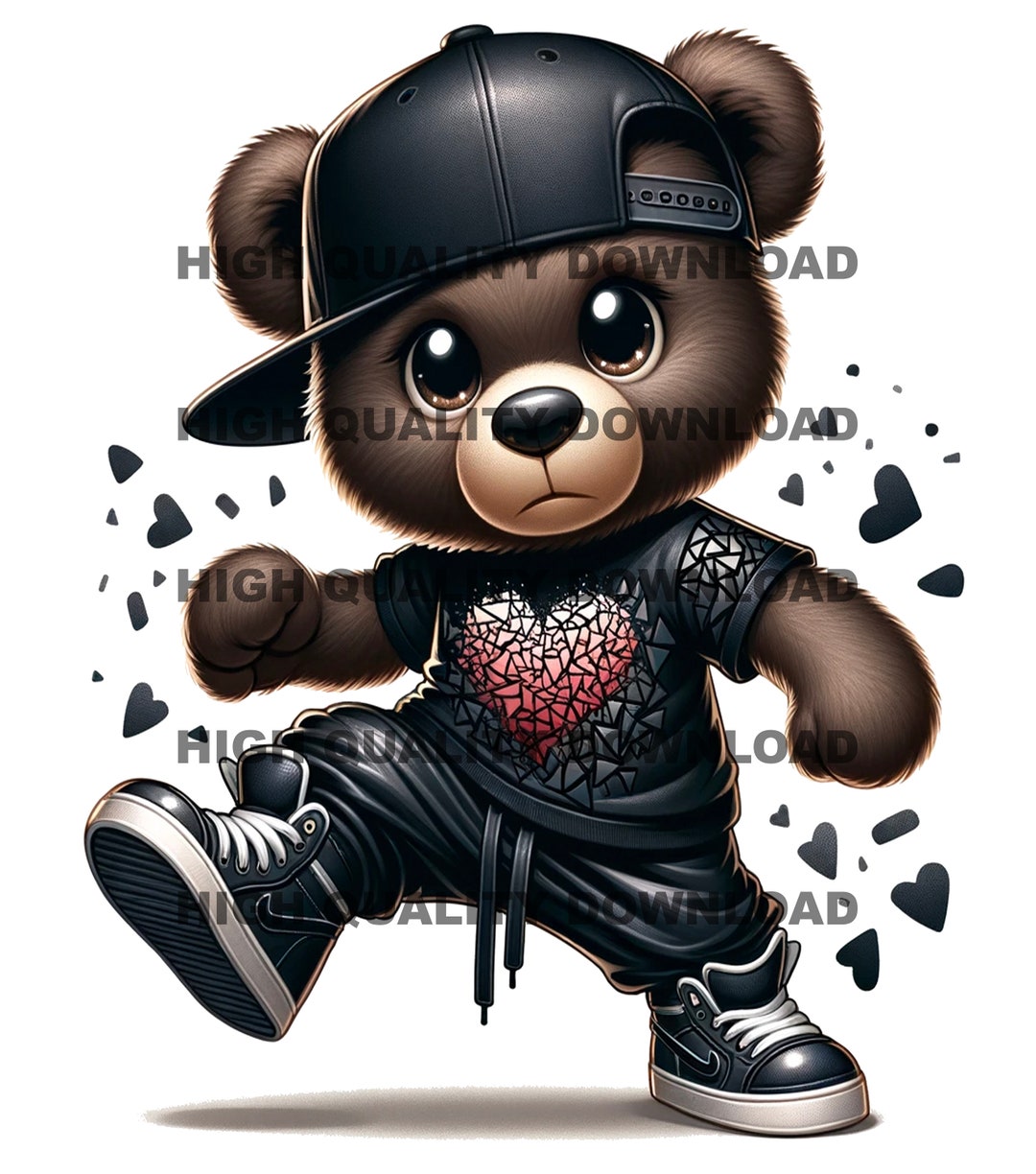 Hip Hop Teddy Bear PNG, Cool Cartoon Design (digital Download) - Etsy