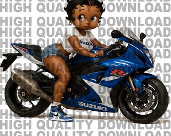 Betty Boop Motorcycle Clip Art: PNG Digital Download