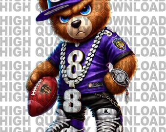 Baltimore Teddy Bear png, PNG, Baltimore Inspired png, digital download, Football PNG