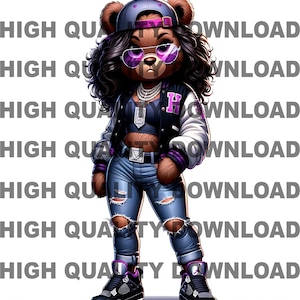 Graffiti Hip Hop Teddy Bear, Female Teddy Bear, Cartoon Girl Teddy Bear, sublimation, digital download, t-shirts png