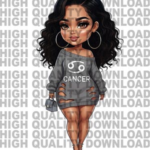 Zodiac Cancer Chibi Female png - Horoscope png - Sublimation - Instant Digital Download | PNG | Perfect to t-shirts, coffee cups & more