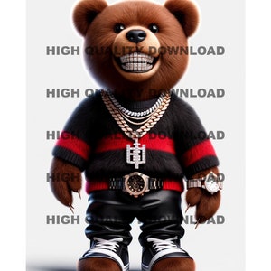 Graffiti Hip Hop Teddybär, Cartoon Teddybär, Sublimation, digitaler Download, perfekt für T-Shirts und mehr png