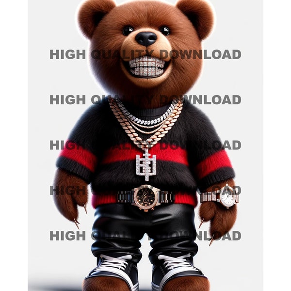 Graffiti Hip Hop Teddy Bear, Cartoon Teddy Bear, sublimation, téléchargement numérique, Parfait pour les t-shirts et plus png