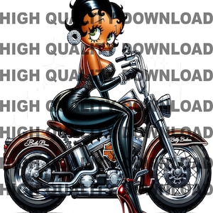 Betty Boop, Motorcycle Betty boop png, Black Betty, Betty png, Female Cartoon, ForTumbler, sublimation, digital download, Motorcycle png
