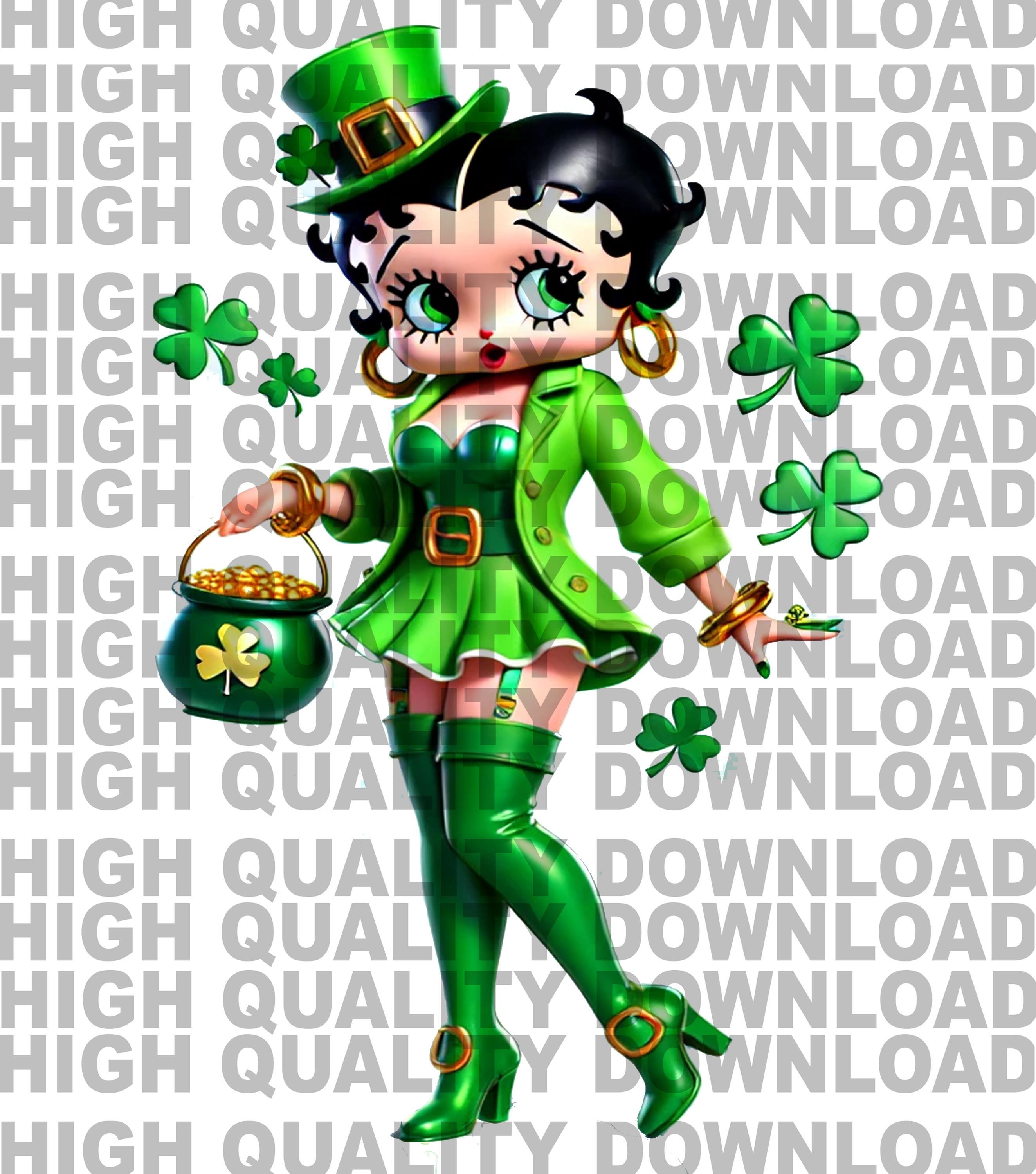 St Patricks Day Betty Boop PNG, Sublimation (Digital Download)