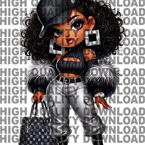 Female Boss, png, Female Cartoon,  Girl, Girl Boss, sublimation, digital download, png, 2 files Chibi fur