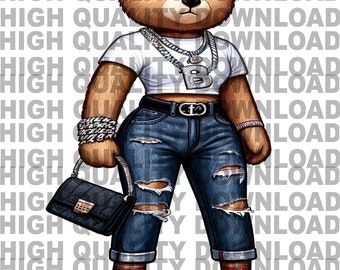 Orsacchiotto Hip Hop PNG, Graffiti Art, Ragazza dei cartoni animati (download digitale)
