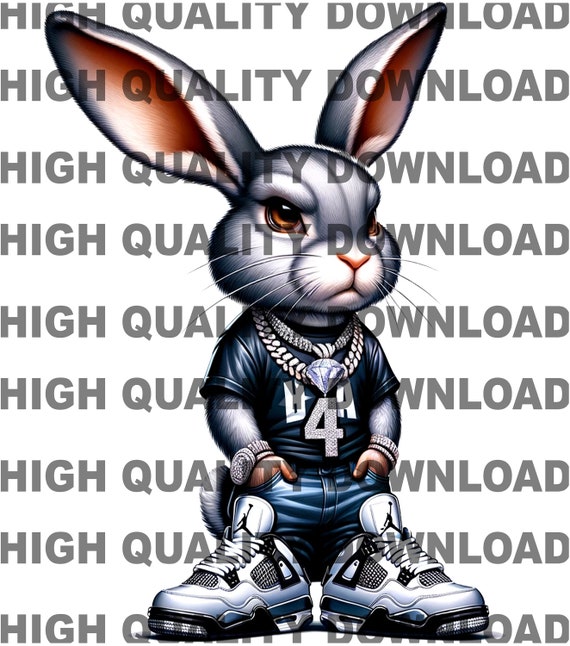 Hip Hop Graffiti Rabbit PNG, Cartoon Bunny Digital Download