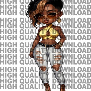 Female Boss, Black Betty, Betty png, Yellow Female Cartoon,  Girl, Girl Boss, sublimation, digital download, png, Chibi fur
