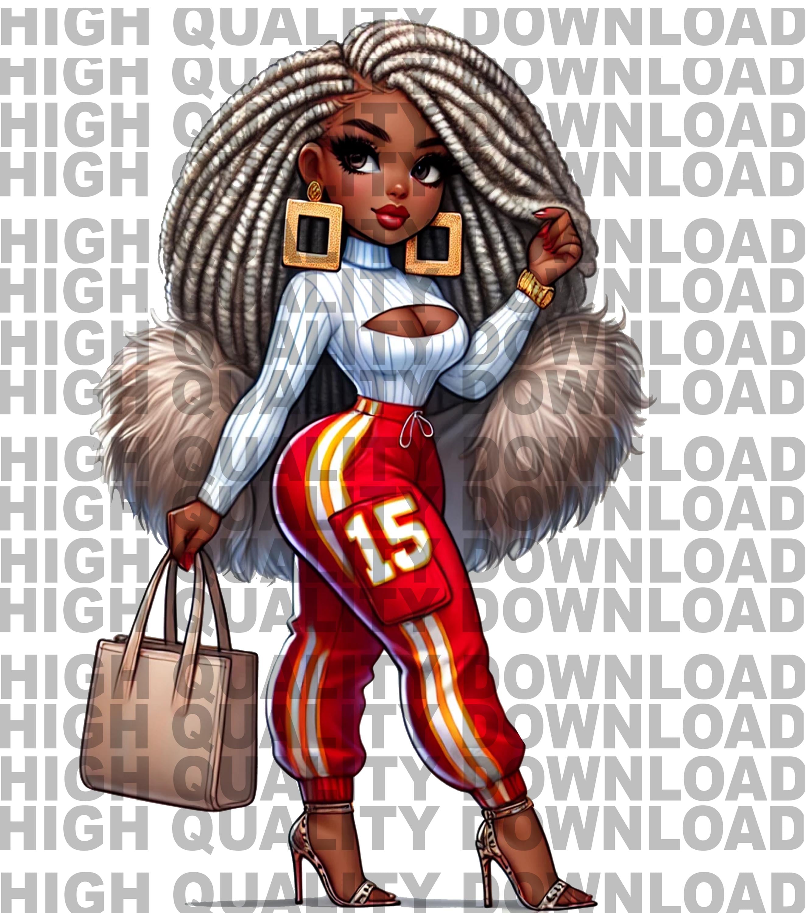 Kansas City Weibliche Chibi png, Kansas City Football Inspiriert png, digitaler Download, PNG