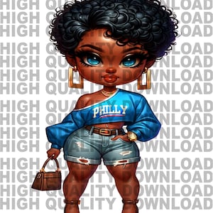 Philly Female Boss, Black Betty, Betty png, Female Cartoon,  Girl, Girl Boss, sublimation, digital download, png, Chibi fur, Curvy png,