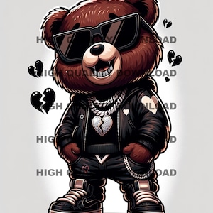 Graffiti Hip Hop Teddybär, Cartoon Teddybär, Sublimation, digitaler Download, perfekt für T-Shirts und mehr png, jpeg