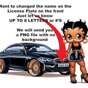 Custom bmw Red bottom Betty png, Change the name on the PlateBlack Betty, Betty png, Female Cartoon,  Girl, digital download, png, jpeg