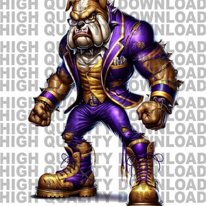 Purple Gold Bulldog Mascot | 3D Digital Art PNG | Digital Download | Fraternity | Personal & Commercial Use