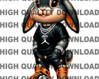 Hip Hop Bunny PNG, Graffiti Rabbit, Money Duffle Bag (Digital Download)